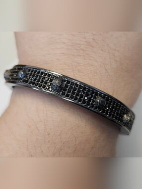 NWT Kurt Geiger Gunmetal/Black Eagle Cuff Bracelet M/L